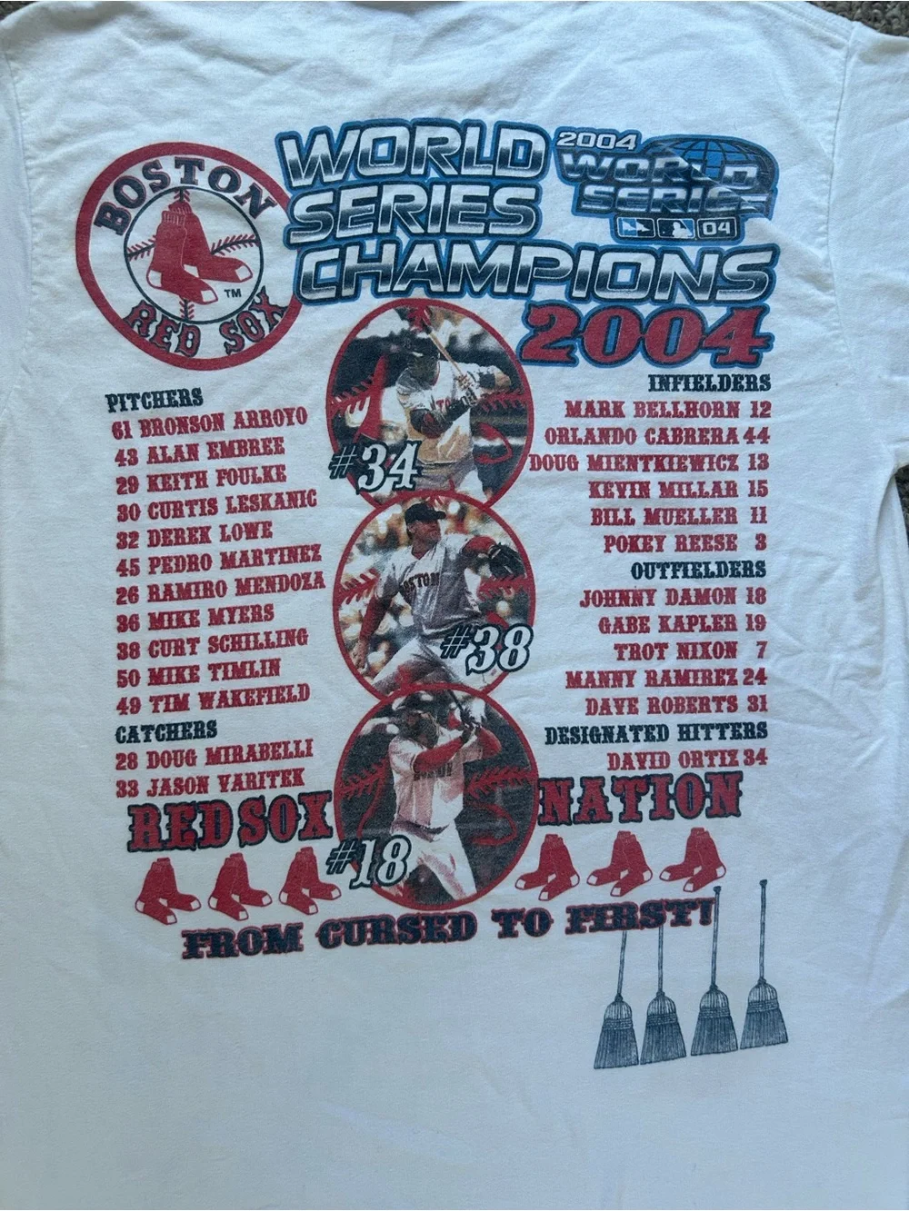 Boston Red Sox 2004 World Series Champions White Graphic Tee